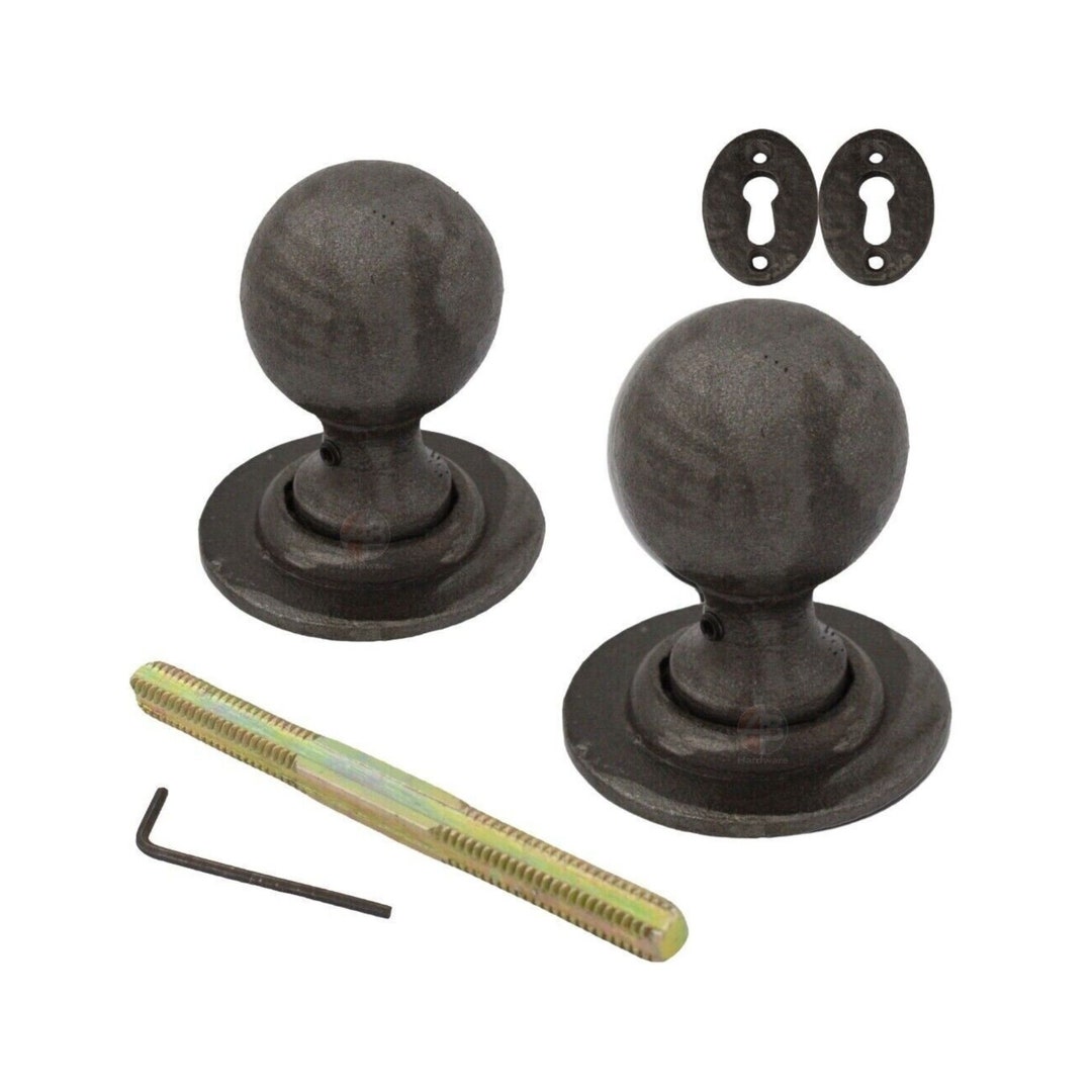 Rustic Cast Iron Round Ball Door Rim Mortice Knob Pair Set Old Etsy UK
