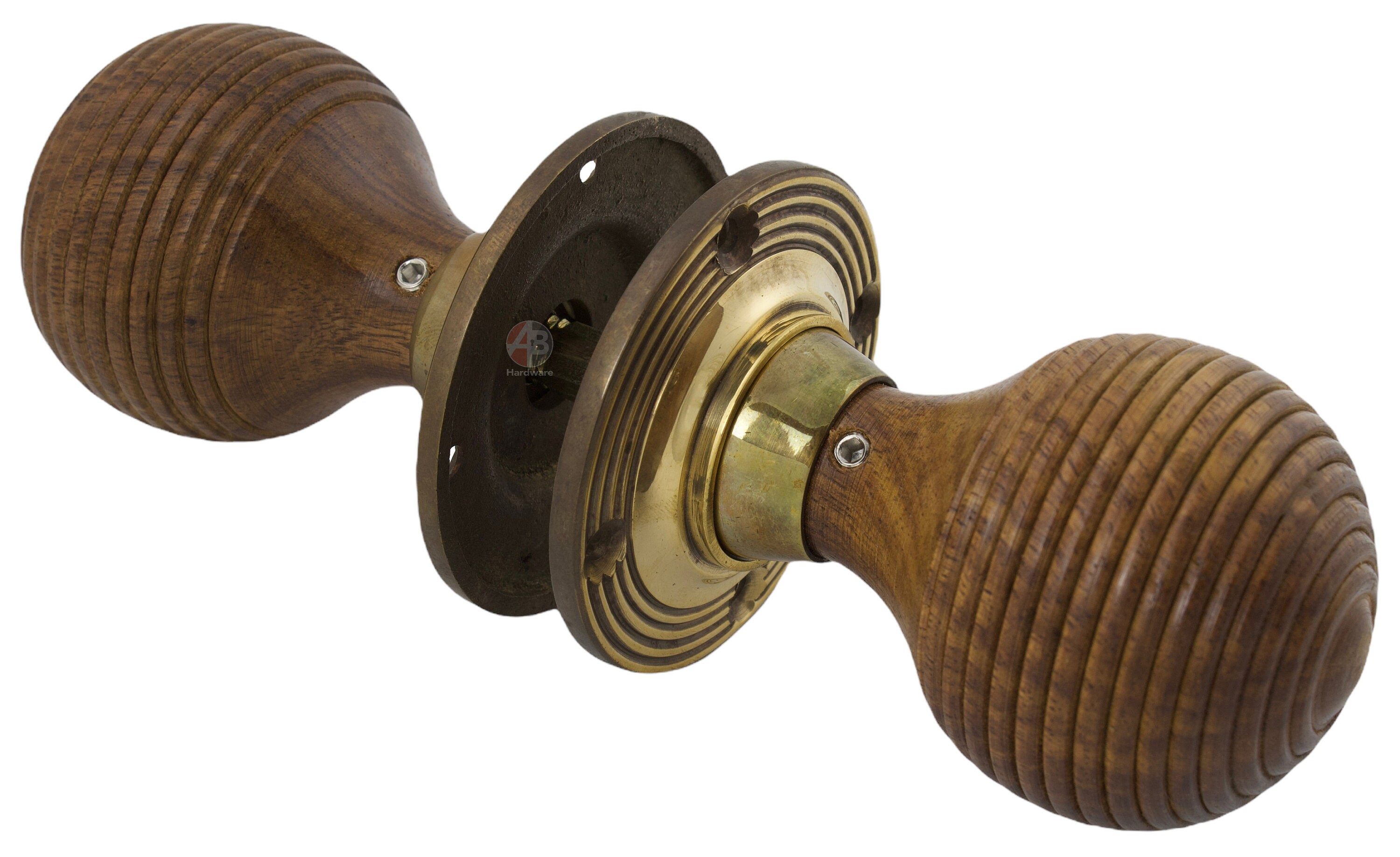 thumbnail image 2 of A.B Hardware Victorian Rosewood & Brass Beehive Door Knob – 55mm Mortice/Rim Lock 2 of 5