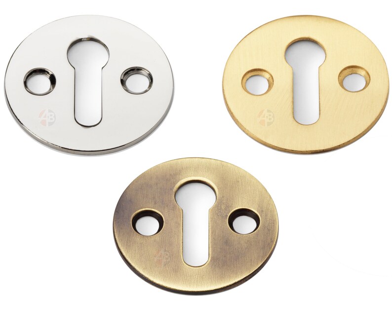 Solid Brass Victorian Round Plain Escutcheon Keyhole Cover Choose ...
