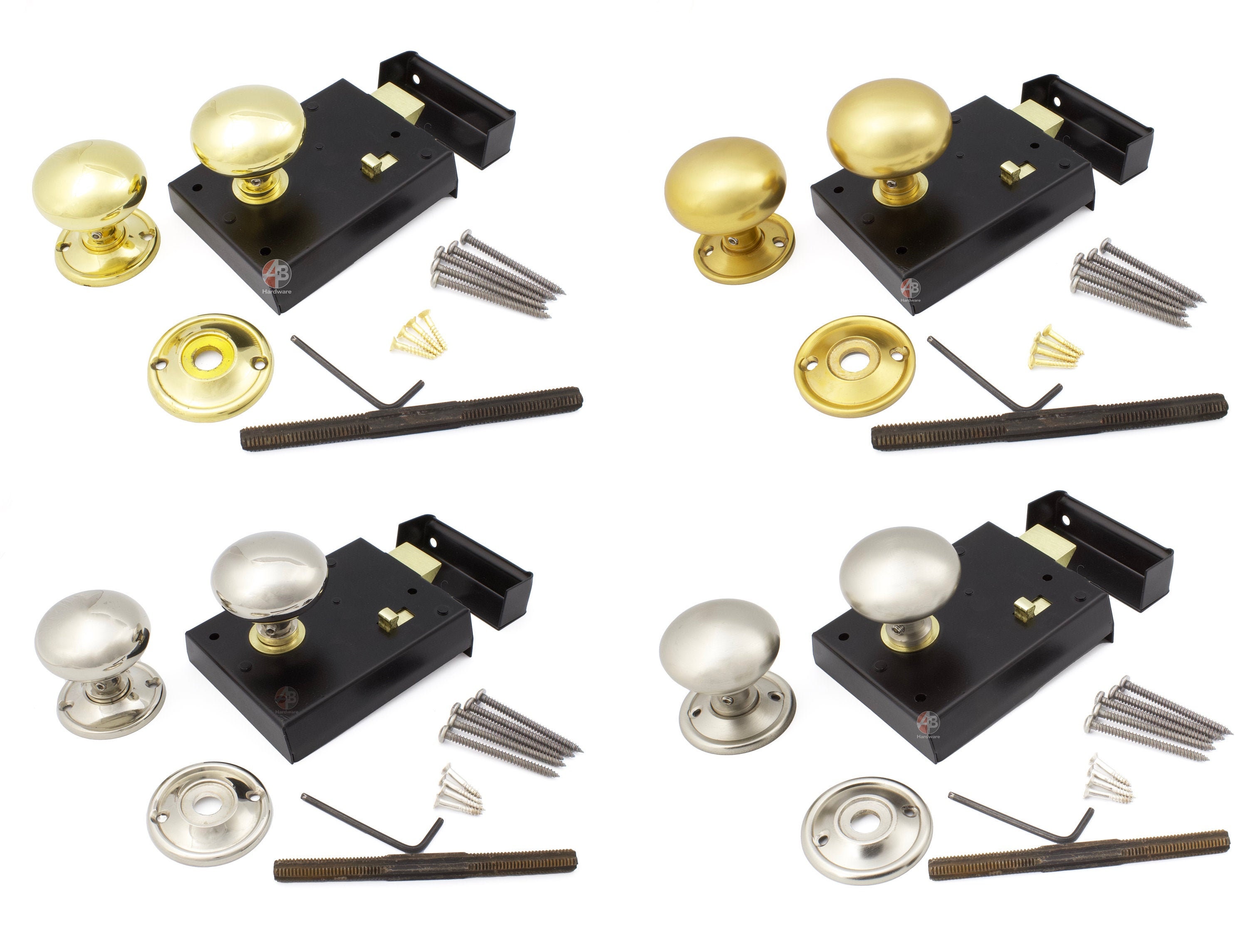 Old English Vintage Style Rim Bathroom Bedroom Door Lock Latch Knob Handle Set - Ironmongery World