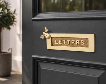 Satin Brass Brass Bumble Bee LETTERS Letter Box Plate
