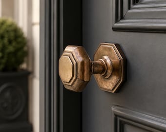 Unlacquered Antique Octagonal Centre Door Knob 70mm