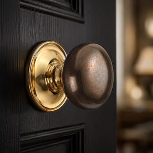 Aged Brass Plain Cottage Centre Door Knob Front Back Dummy Round Pull Large Quality