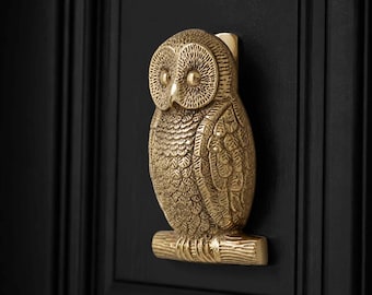 Polished Solid Brass Owl Door Knocker