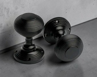 Black Beehive 55mm Mortice Sprung Internal Door Knobs
