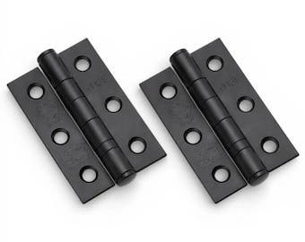 Pair of Powder Coated Black CE7 Ball Bearing Butt Hinges - Fire Rated