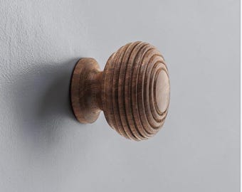 40mm Rosewood Beehive Cupboard Kitchen Drawer Knob Wooden Wood