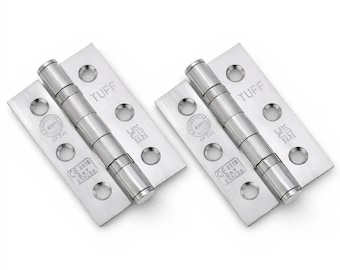 Pair of Satin Chrome CE7 Ball Bearing Butt Hinges - Fire Rated