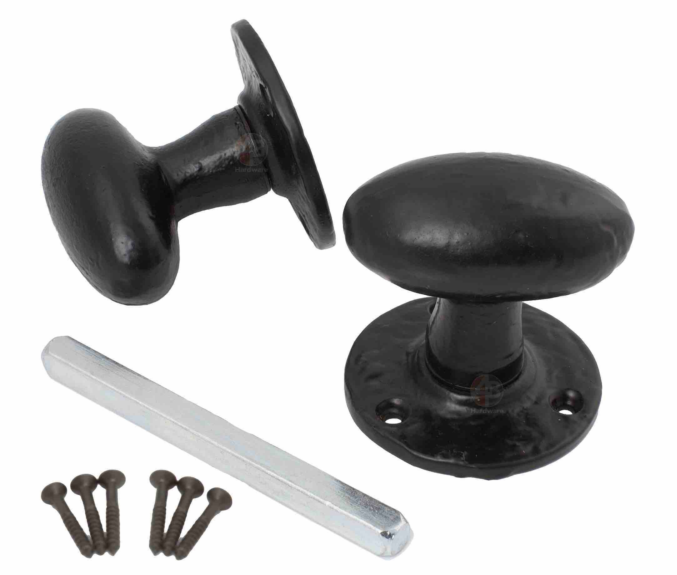 Pack Of 4 Heavy Black Cast Iron Oval Mortice Door Knobs Knob Etsy