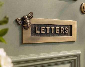 Antique Brass Brass Bumble Bee LETTERS Letter Box Plate