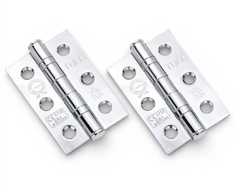 Pair of Polished Chrome CE7 Ball Bearing Butt Hinges - Fire Rated