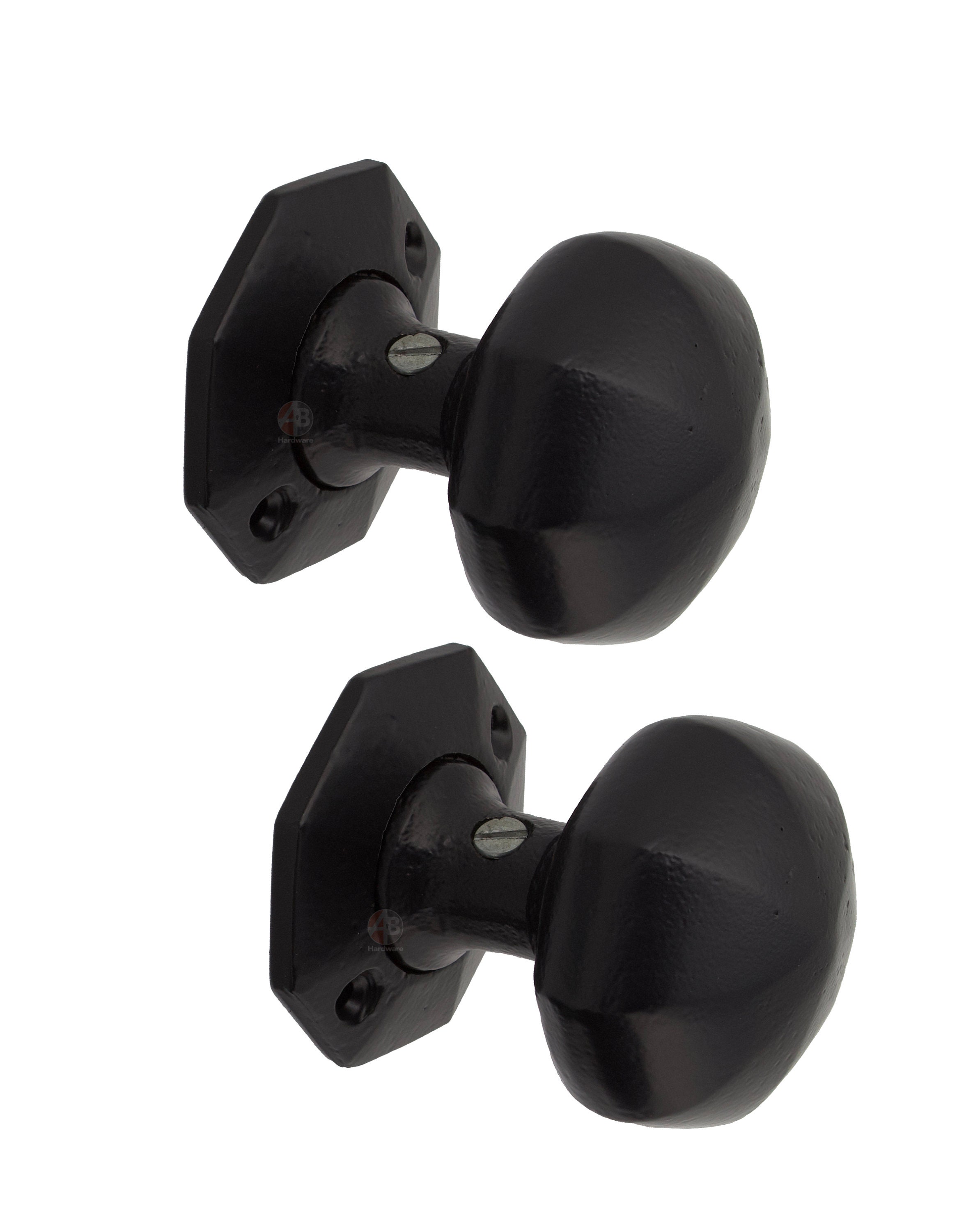 Rim Lock Keyhole Black Cast Iron Octagonal Door Knob Set Etsy
