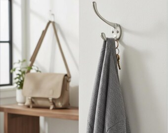 Satin Nickel Victorian Coat Hat Robe Wall Peg Solid Brass with Fixings