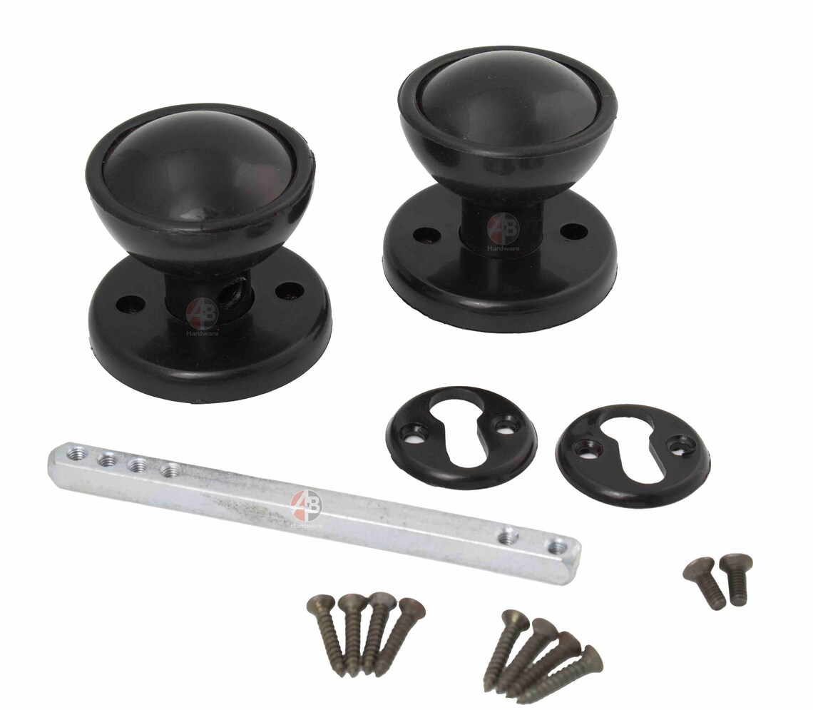 Pack of 5 Black Plastic Door Knob Set Knobset Mortice or Rim Etsy