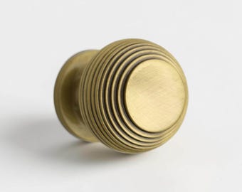 Small Antique Brass Beehive Cupboard Knob
