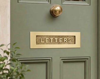 Satin Brass LETTERS Letter Box Plate Victorian Door Front Back Door 250mm x 76mm