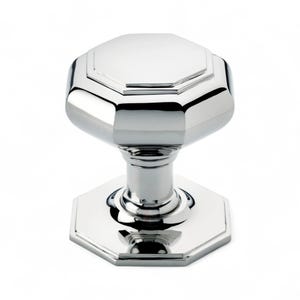 Very Large Polished Chrome Octagonal Centre Door Knob Front Back Pull Dummy Heavy Duty