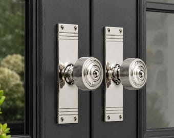 Polished Nickel Reeded Door Knobs On Backplate