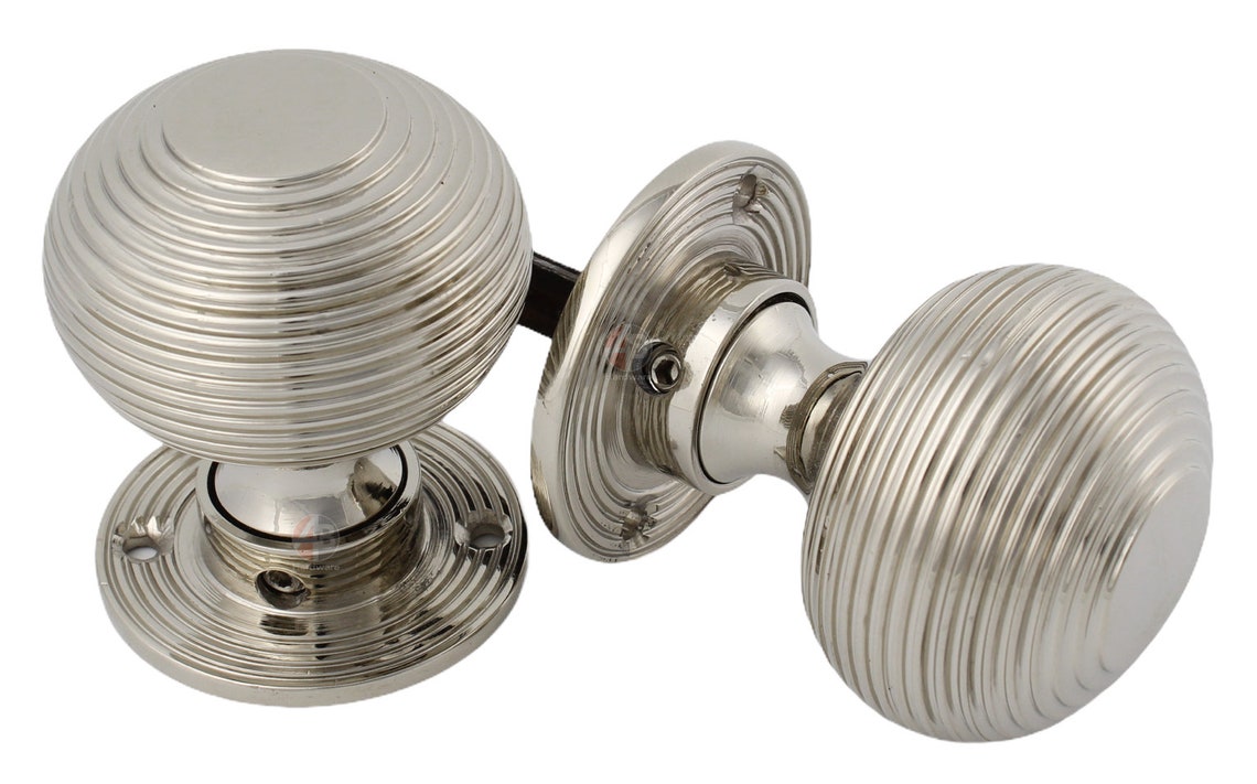 Polished Nickel Beehive Door Knob Set 50mm Diameter With Rose Etsy