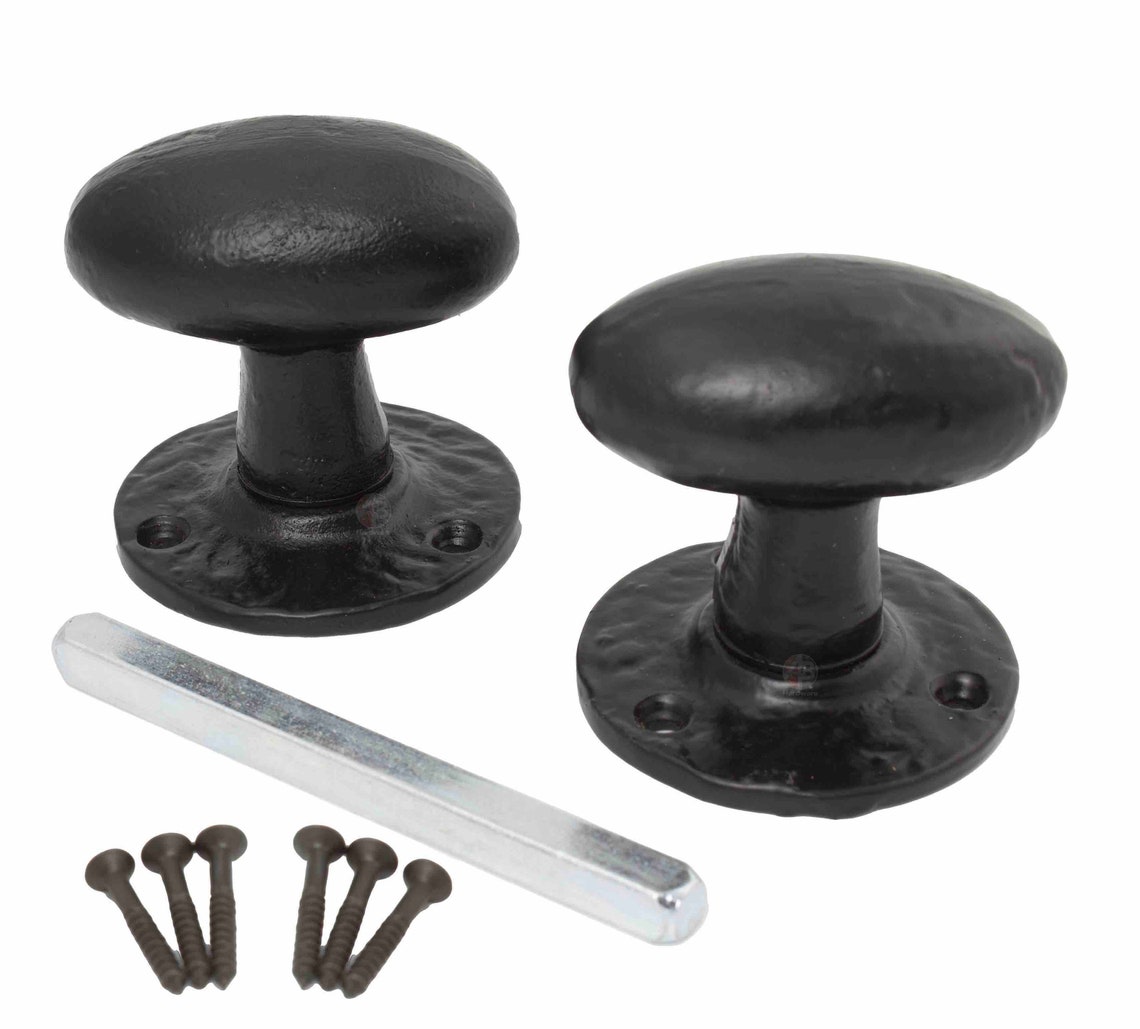 Pack Of 4 Heavy Black Cast Iron Oval Mortice Door Knobs Knob Etsy