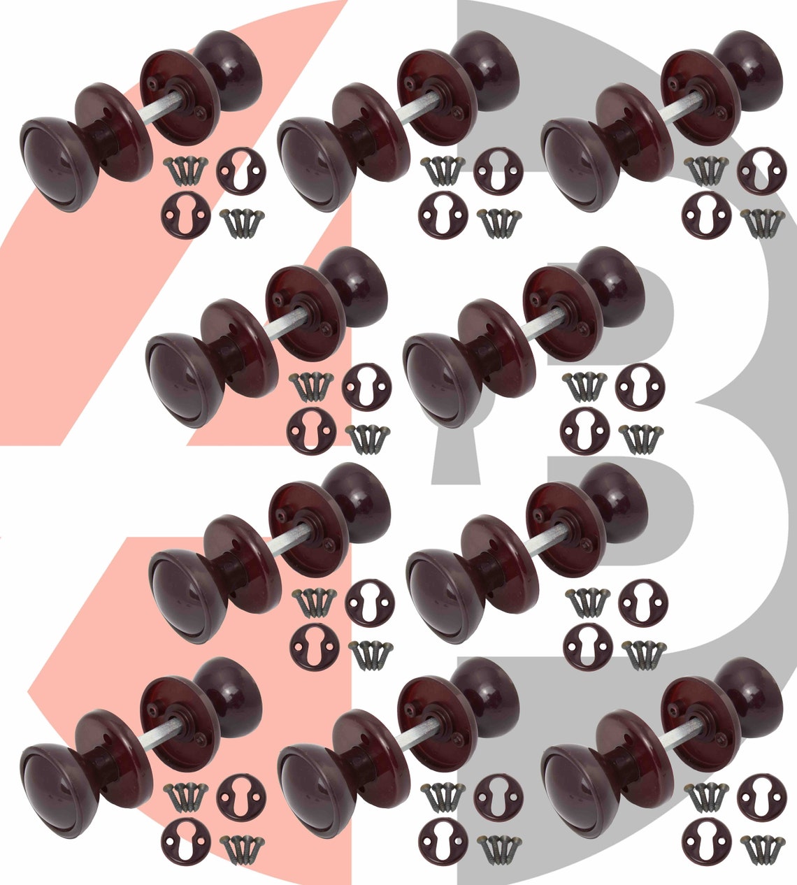 Pack of 10 Brown Plastic Door Knob Set Knobset Mortice or Rim Etsy