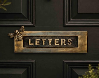 Aged Brass Brass Bumble Bee LETTERS Letter Box Plate