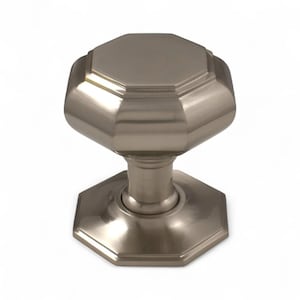 Very Large Satin Nickel Octagonal Centre Door Knob Front Back Pull Dummy Heavy Duty