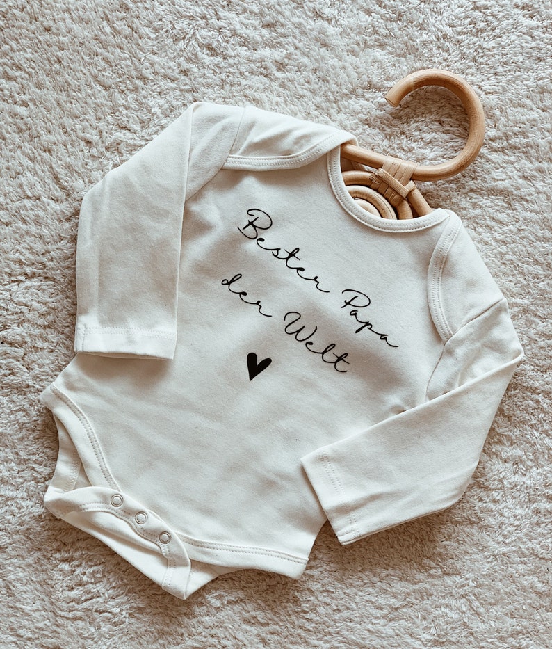 Babybody Vatertag Geschenk Bester Papa der Welt Body Baby Geschenk Bio Baumwolle genderneutral Bild 4