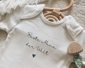 Babybody Geschenk „Beste Mama der Welt“ Body Baby Geschenk Bio Baumwolle genderneutral Muttertag Geburtstag