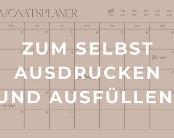 Monthly planner for download / minimalist planner / 2026 yearly planner / digital download
