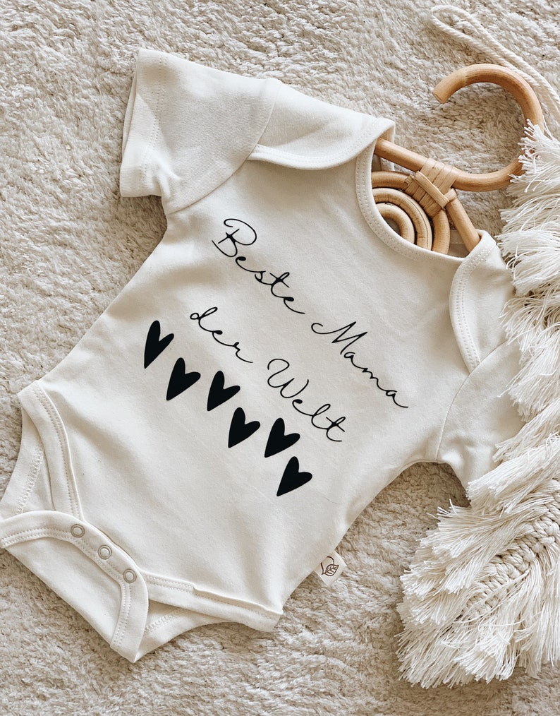 Geschenk Babybody Beste Mama der Welt Baby Body Geschenk Biobaumwolle Boho Babymode Geburtstag Muttertag Bild 1