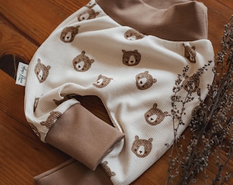 Baby Pumphose aus Rib Stoff mit BÄREN / Neugeborenen-Set mit passendem Sweater