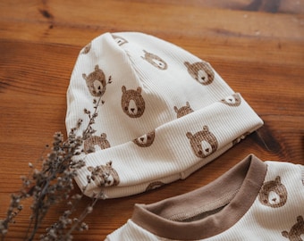 Baby- und Kindermütze Beanie aus Rib Jersey BÄREN