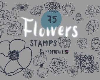 Individual Flower Stamps for Procreate,  75 Foliage Stamps, Procreate Stamp Set, Procreate Stamp Bundle, Botanical Stamps