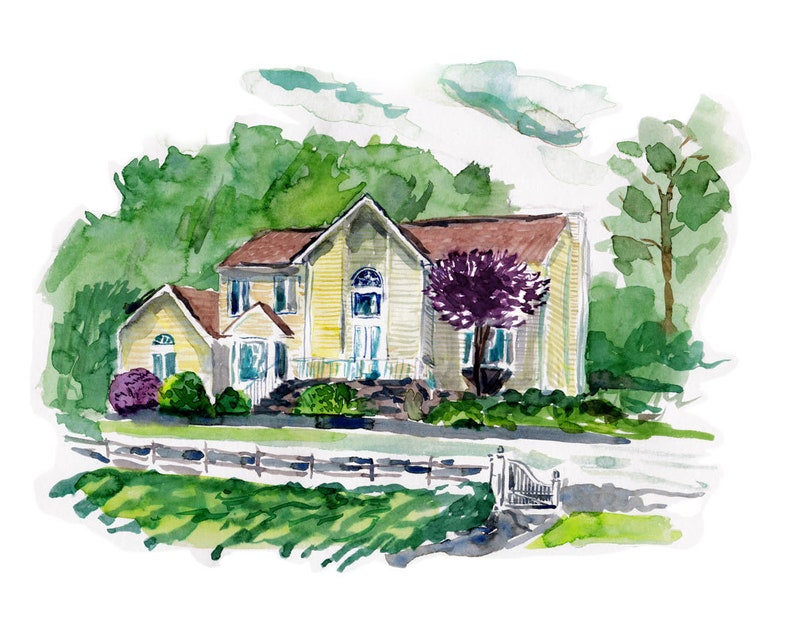 Custom House Portrait, Home Painted in Watercolor, Hand Painted House, Digital House Watercolor, Watercolor Home, Housewarming Gift image 5