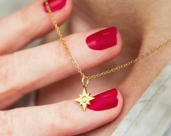 Gold personalised north star necklace