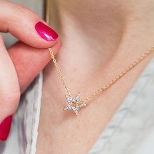 Sparkling star floating threader necklace