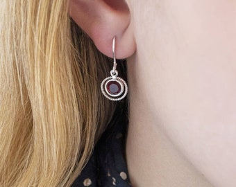 Eternity circle birthstone earrings