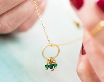 40th birthday floating circle necklace with birthstones