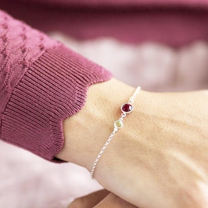 Mother and child birthstone bracelet