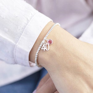 40th birthday beaded birthstone charm bracelet