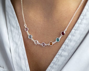 Family birthstone sale link necklace