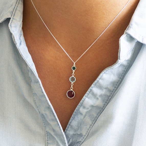 3 generations birthstone necklace deals