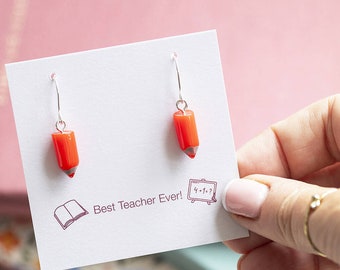 Cute pencil earrings gift for teacher