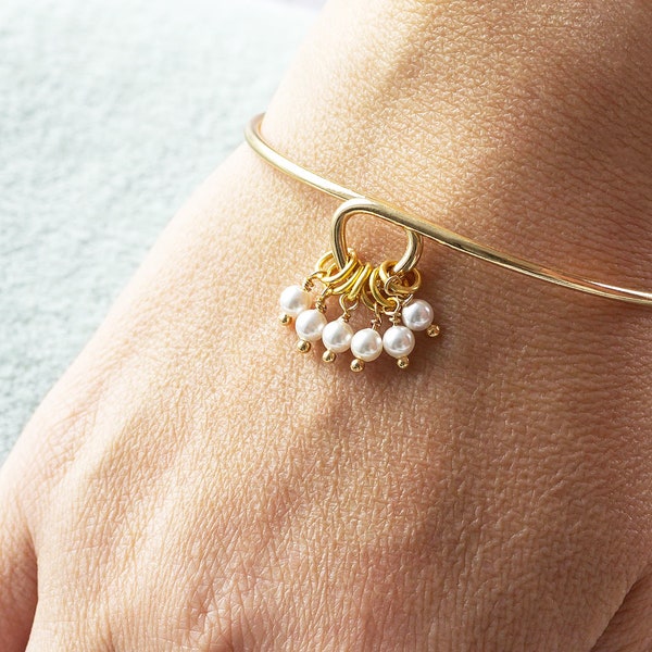 Special milestone birthday pearl charm bangle