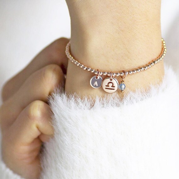 Rose Gold Zodiac Beaded Charm Bracelet Etsy Australia