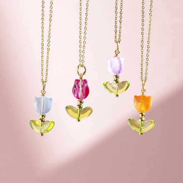 Glass tulip necklace