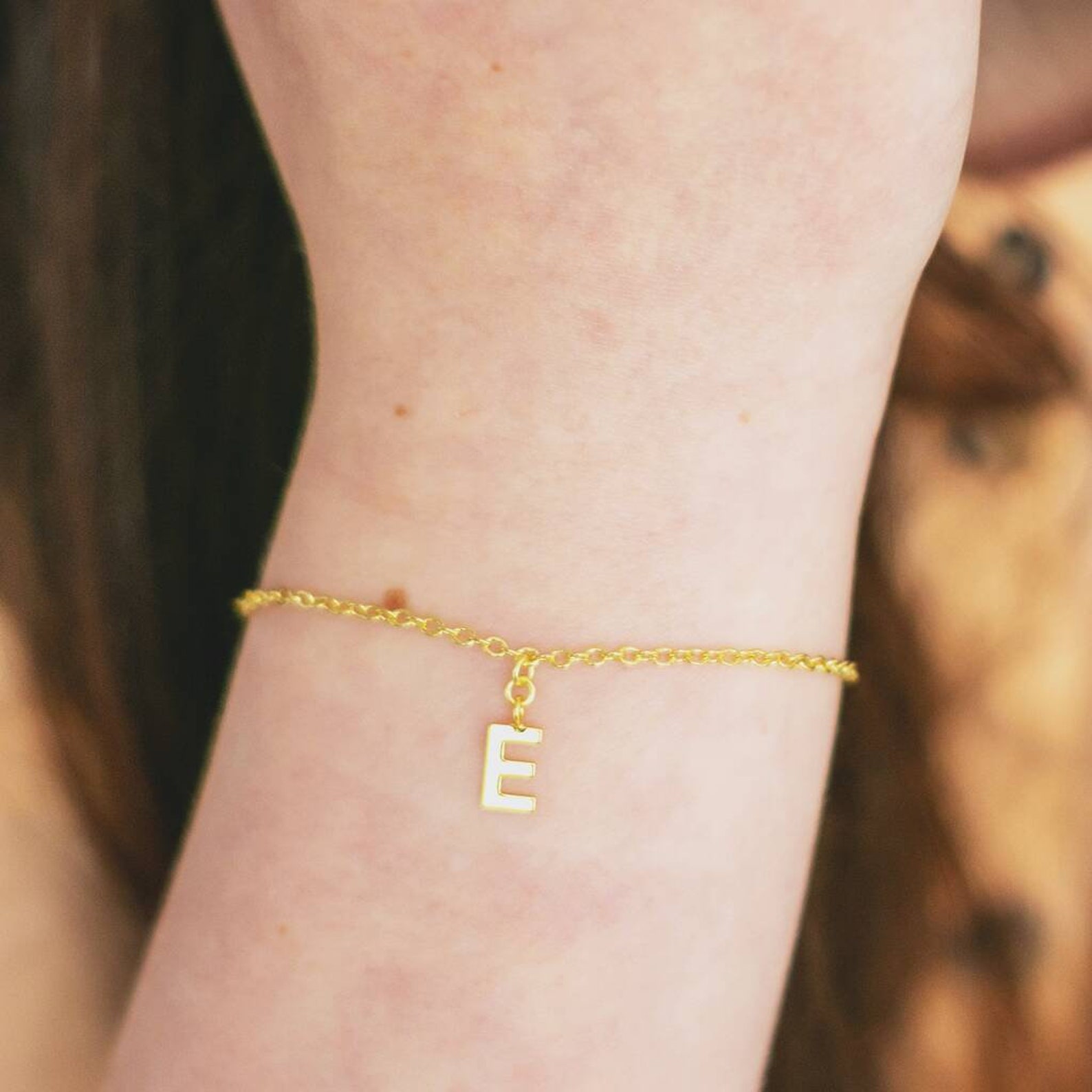 Dainty Gold Plated Initial Charm Bracelet Etsy UK