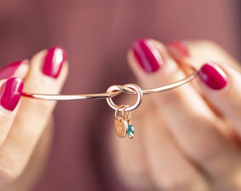 rose gold personalised friendship knot bangle