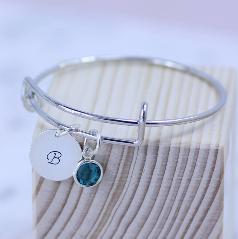 Childs Birthstone Christening Bangle Etsy